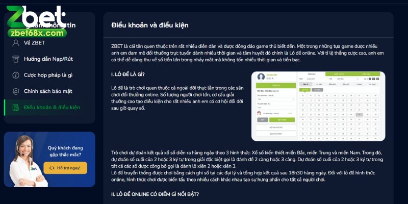 Bật mí một số thông tin về điều khoản và điều kiện tại Zbet