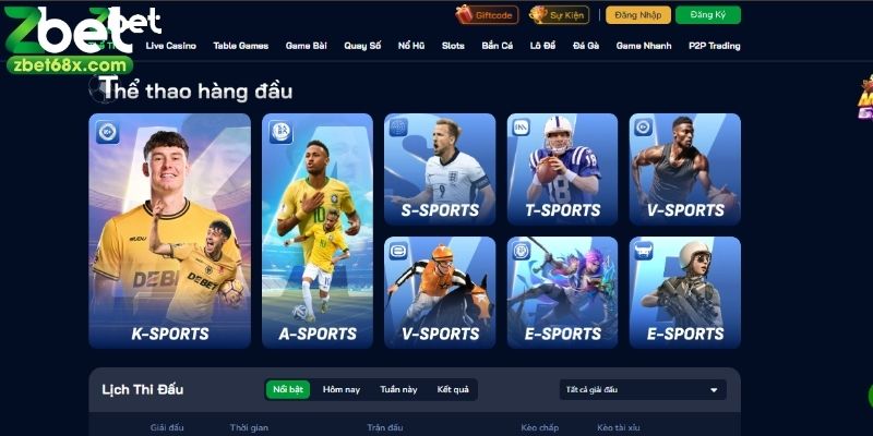 Giao diện của Zbet được thiết kế hiện đại